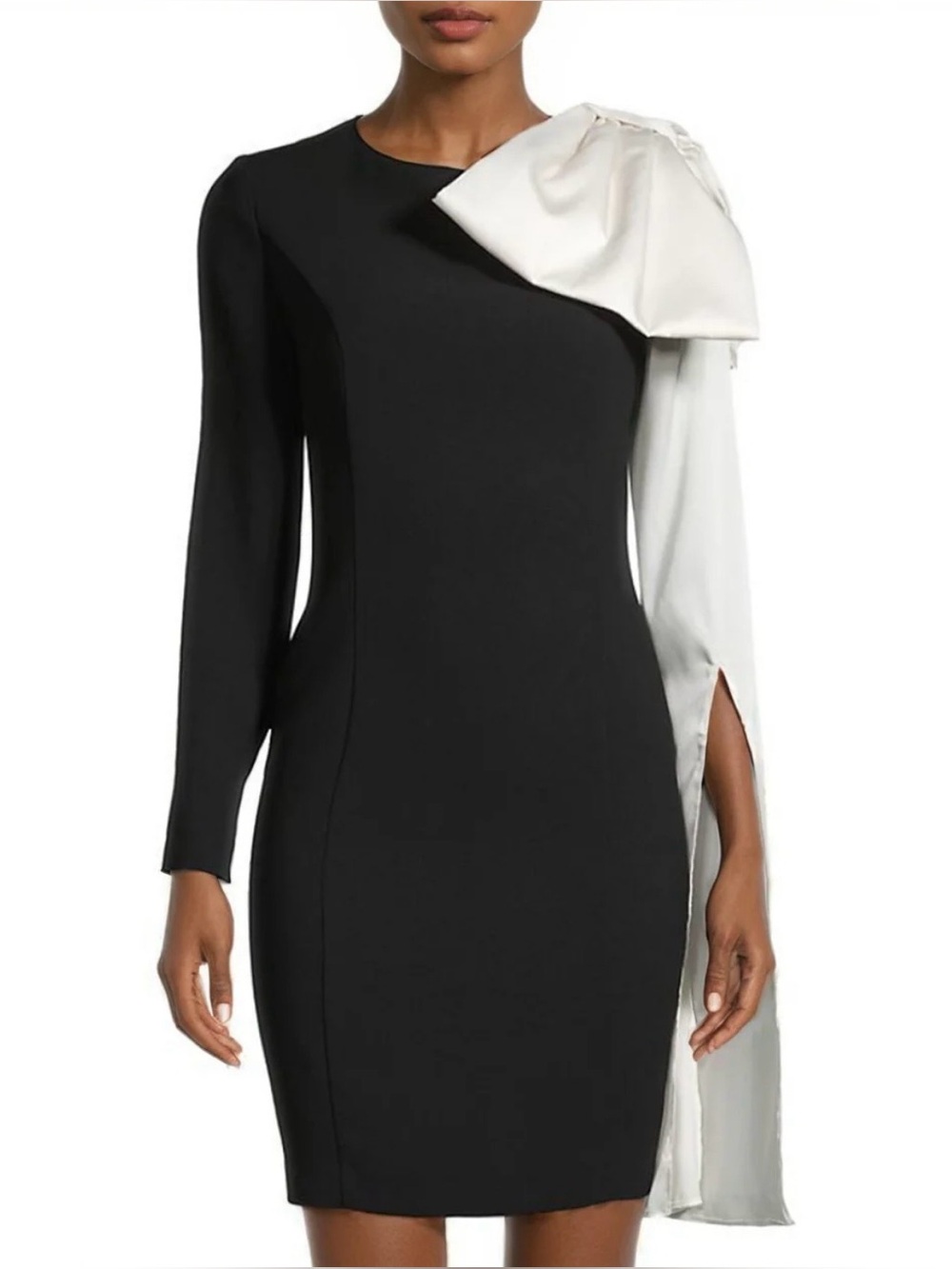 Focus by Shani Dramatic Satin Bow Colorblock Dress NWT”size : 6